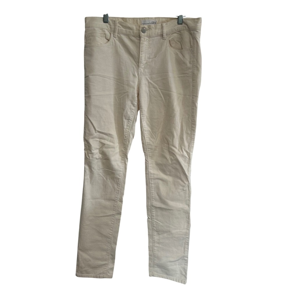 LOFT Modern Skinny Corduroy Pants Cream Off White Size 6 28 Fine Wale Cords